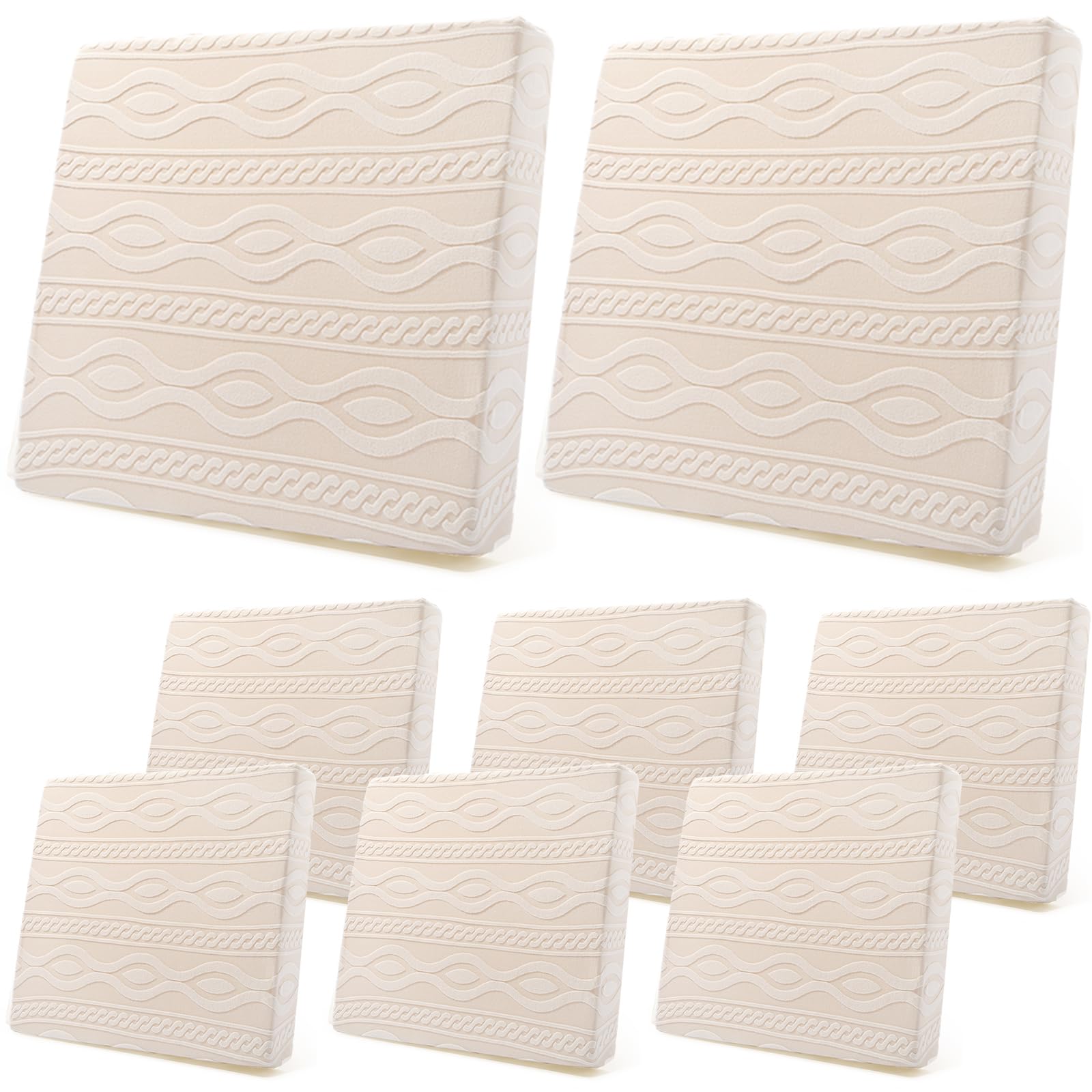 Newwiee 8Pcs Stretch Patio Cushion Covers Outdoor Cushion Covers for Patio Furniture Replacement Couch Sofa Slipcovers Jacquard Textured Soft Fabric