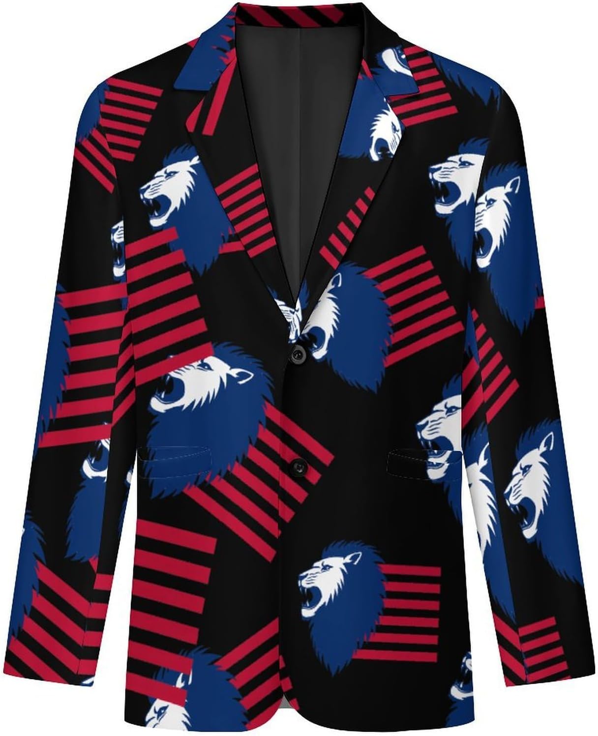 United States Lion Flag Fashion Blazer for Men Suit Jackets Lightweight Button Lapel Sport Coats