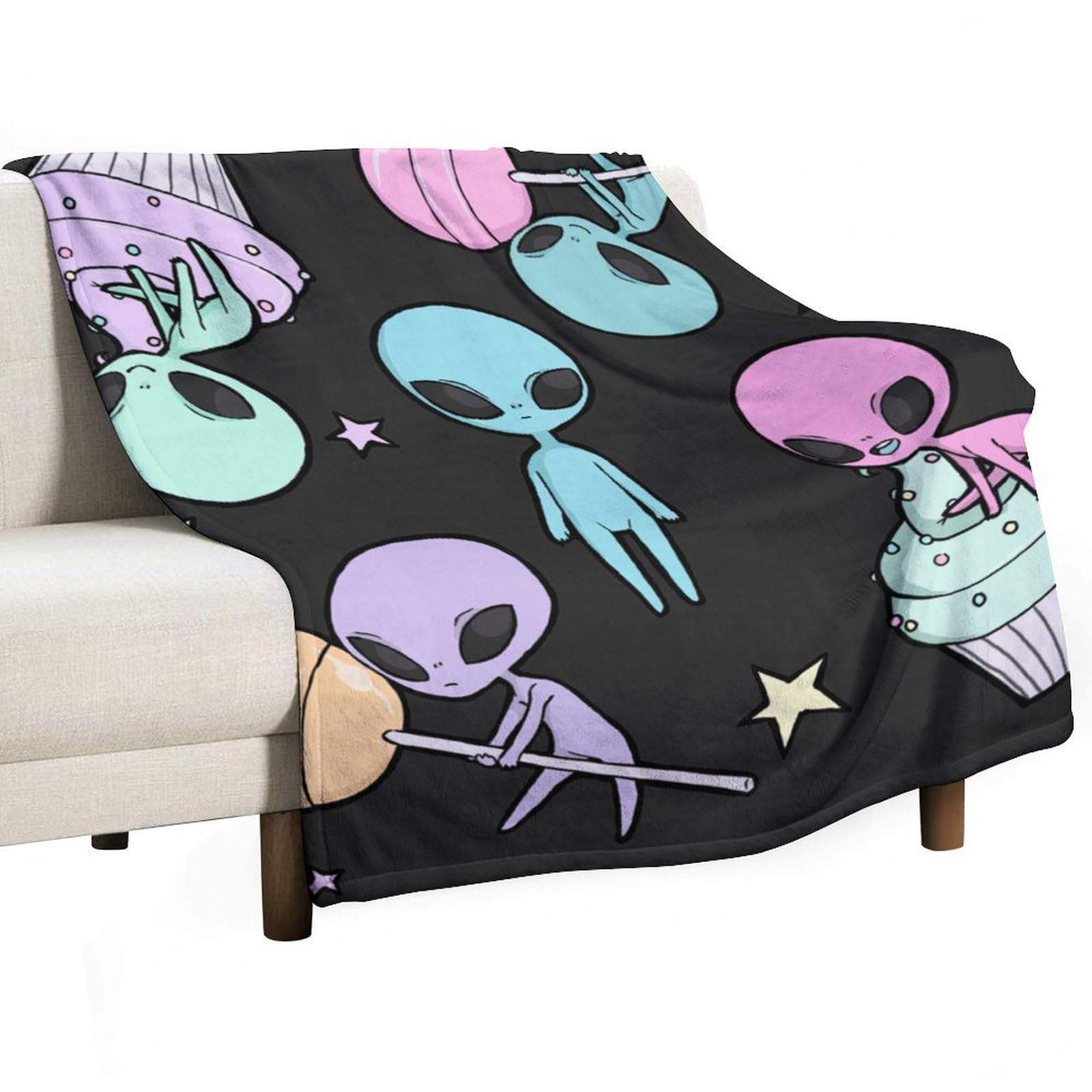 Hxwokrum Flannel Blanket, Alien Throw Blanket for Couch Sofa Bed Office, Soft And Comfortable Without Pilling