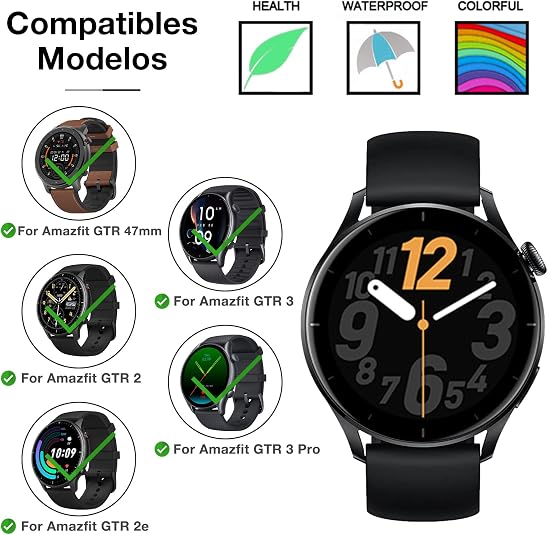 MoKo Cinturino Compatibile Amazfit Bip 5/Balance/GTR 4/3/2/Stratos – 22 Mm In Silicone Morbido, Fibbia In Metallo, Traspirante