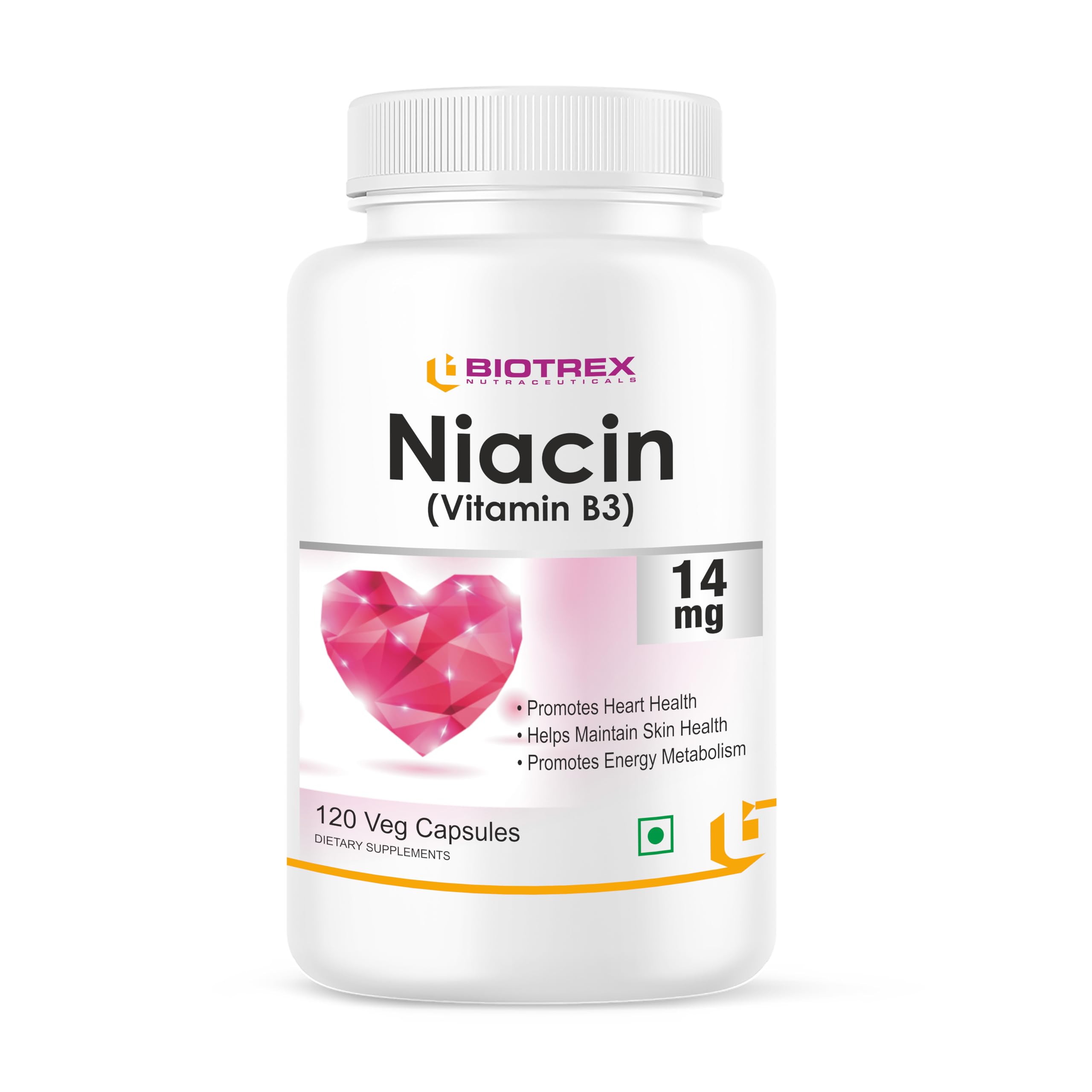 Biotrex Nutraceuticals Niacin 14mg Vitamin B3 With Inositol 50mg Supplement | for Vascularity & Increase Cellular Energy, Non-GMO, Gluten Free, As Per RDA Allowance - 120 Veg Capsules-picture-34