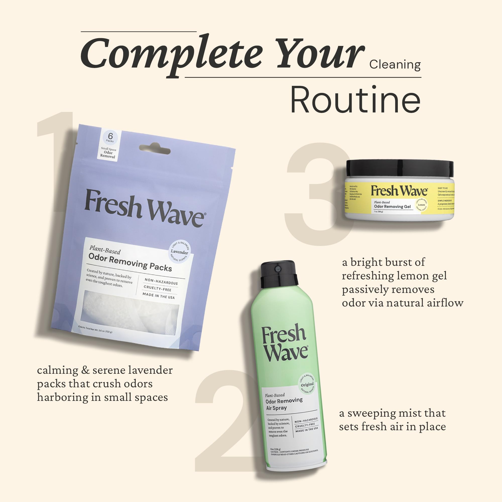 Fresh Wave Lavender Deodorizer & Odor Eliminator Pack - 6 Bags & Fresh Pod Case - Safer Odor Relief for Small Spaces, Natural Plant Based Deodorizer, Home Deodorizer