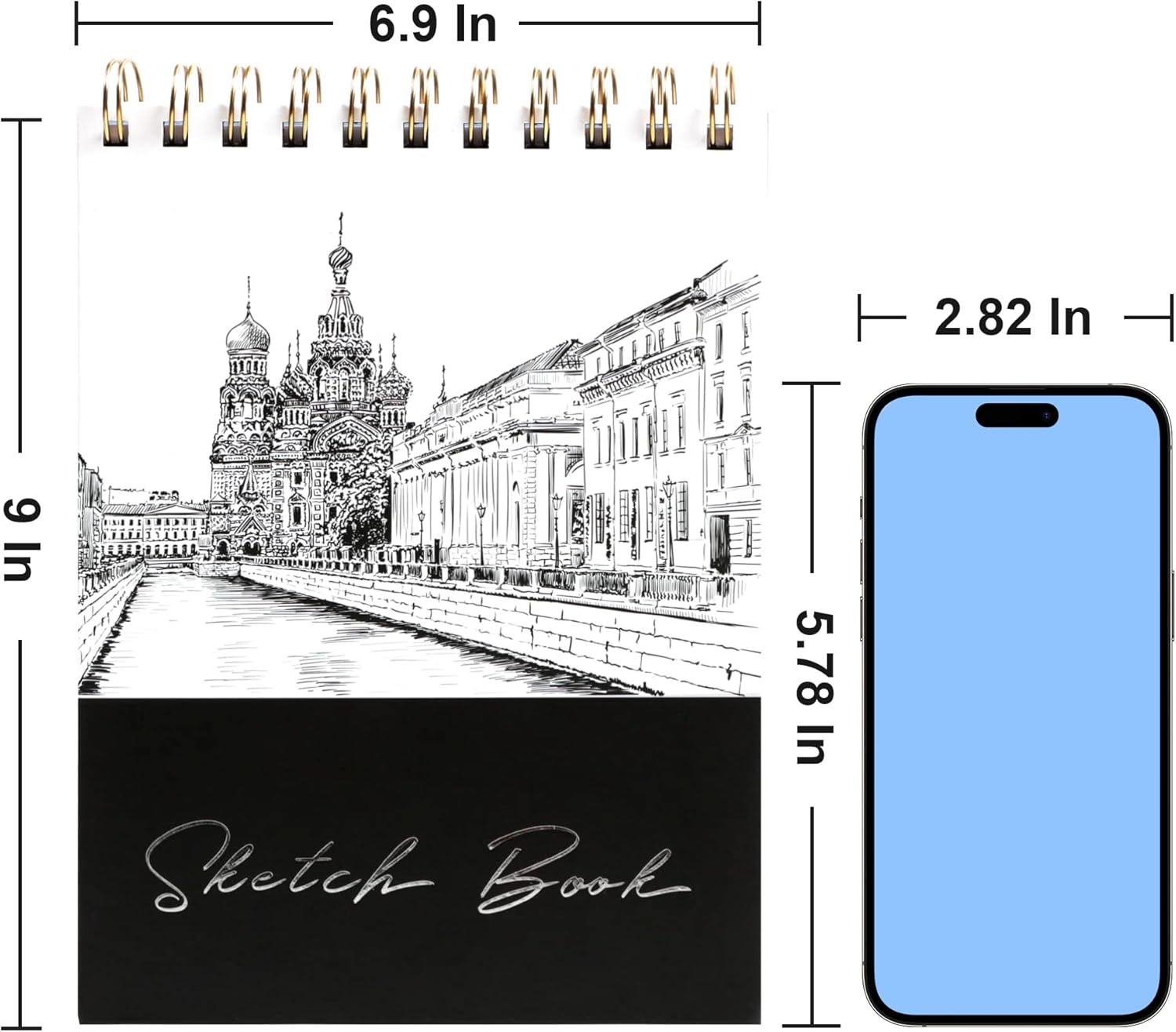 Top スパイラルスケッチブック 描画用 ハードカバー 5.5 x 8.5インチ スモール スケッチブック 女性 男性 女の子 10