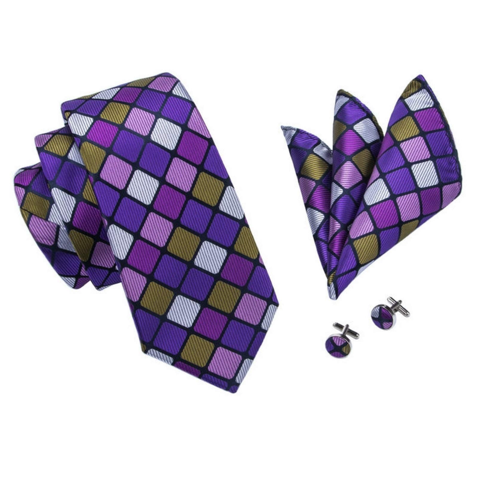 GPZFLGYNNeckties Set Cravate Purple Plaid Neck Ties For Mens Slim Wedding Tie Width Mens Necktie Party Neckties