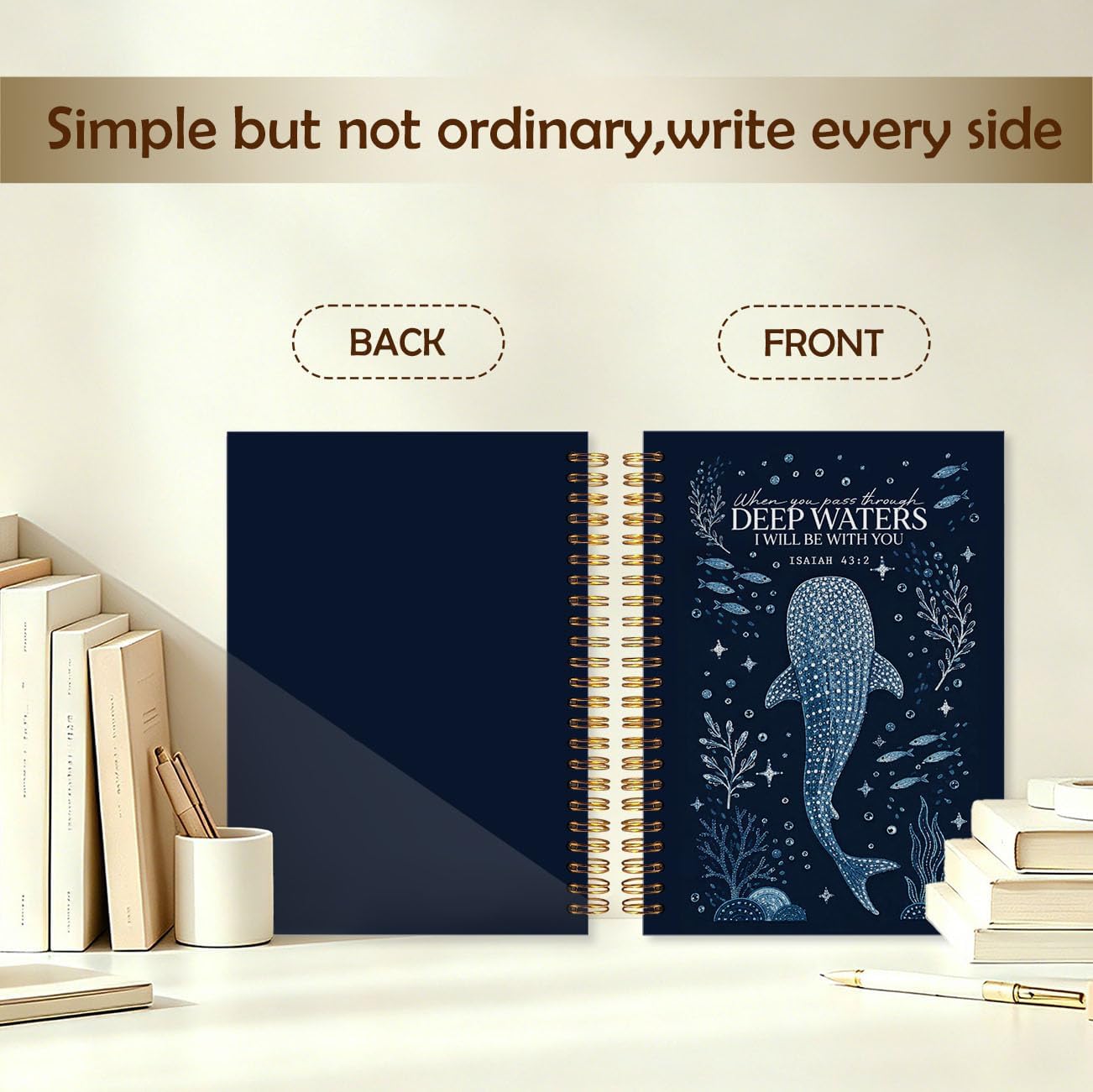 Navy Blue Ocean Christian Spiral Notebook 5.5 x 8.3 Inch image 4