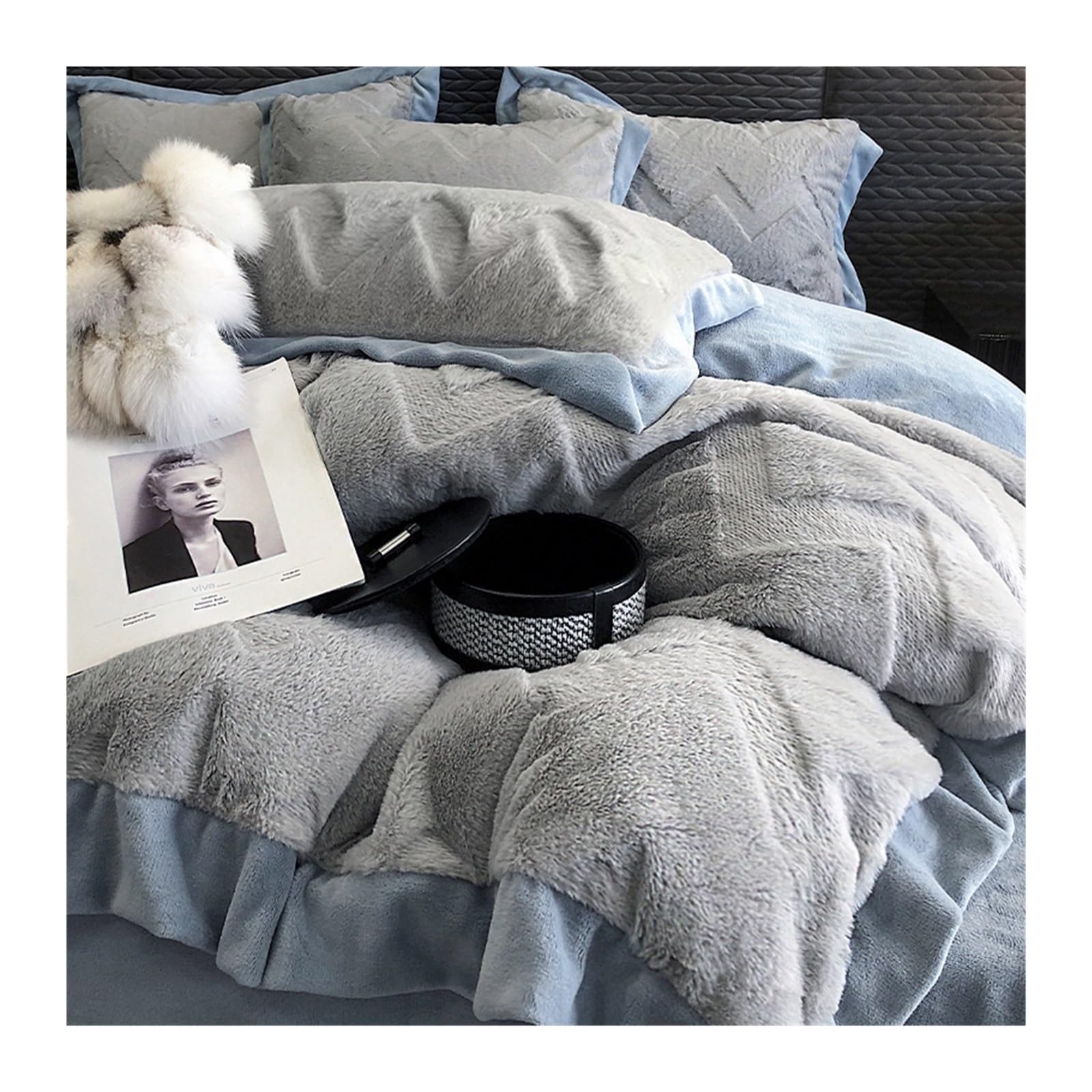 Housse de couette parure de lit de luxe moelleuse en fausse fourrure super douce