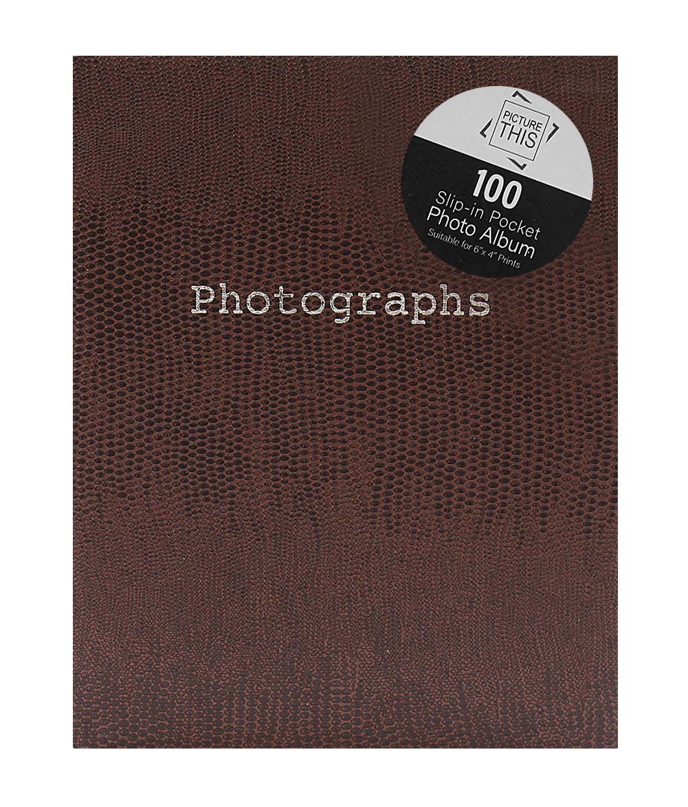Picture This Brown Tallon Snake Skin 6X4 Photo Album Memo Slip In Holds 100 Photos (Brown)