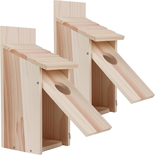 Miniatura 2 de Paquete de 2 casas para pájaros para exteriores, casas tipo caja para pájaros azules para exteriores, pajarera de cedro para pinzones, golondrinas,