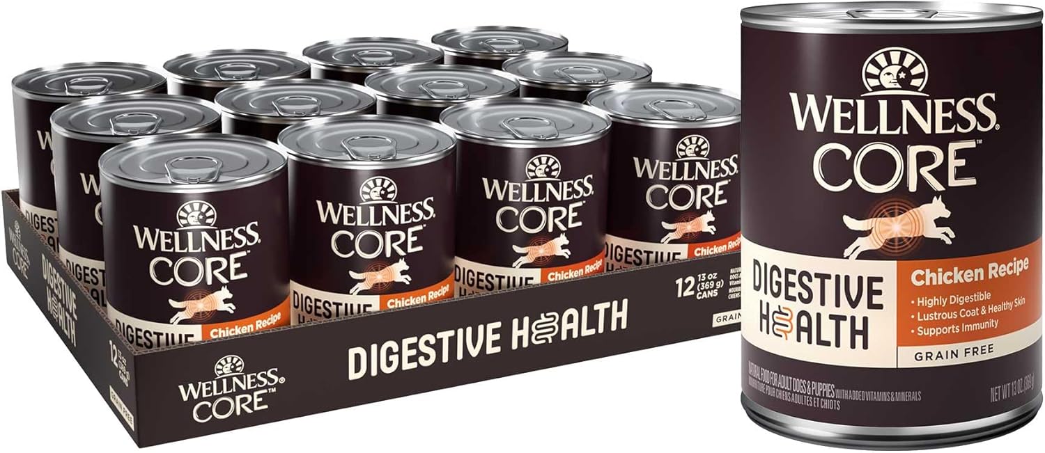 Wellness CORE Digestive Health Chicken Grain Free Wet Dog Food, 13 Ounce Can (Pack of 12)