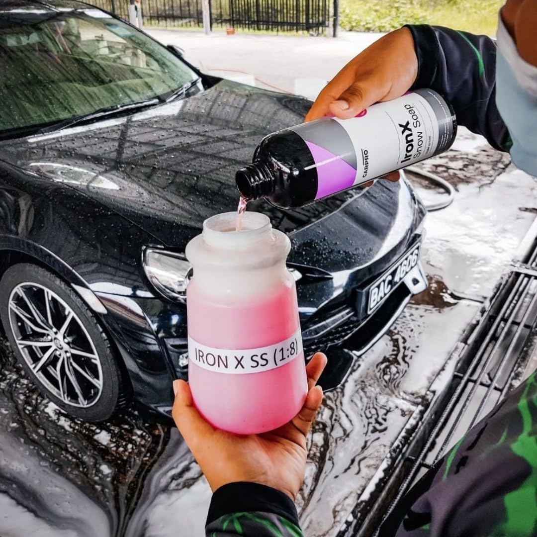 CARPRO IronX Snow Soap - Car Wash Pre-Wash Cleaner and Degreaser on Paint, Glass, Wheels, Headlights, Plastic Trim - Remove Old Wax & Brake Dust - Liter (34 oz)
