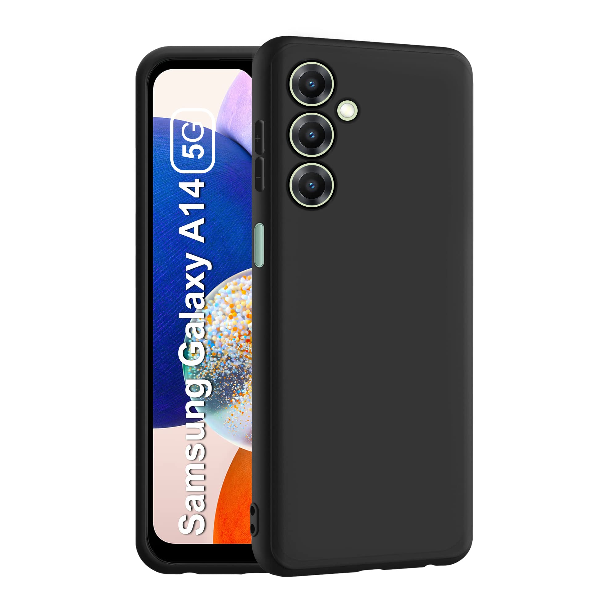 Samsung Galaxy A14 (5G) Back Cover | Camera Bump Protection & Inner Velvet Fabric Lining | Ultra Slim Matte Soft Rubberised Case Cover (Black)