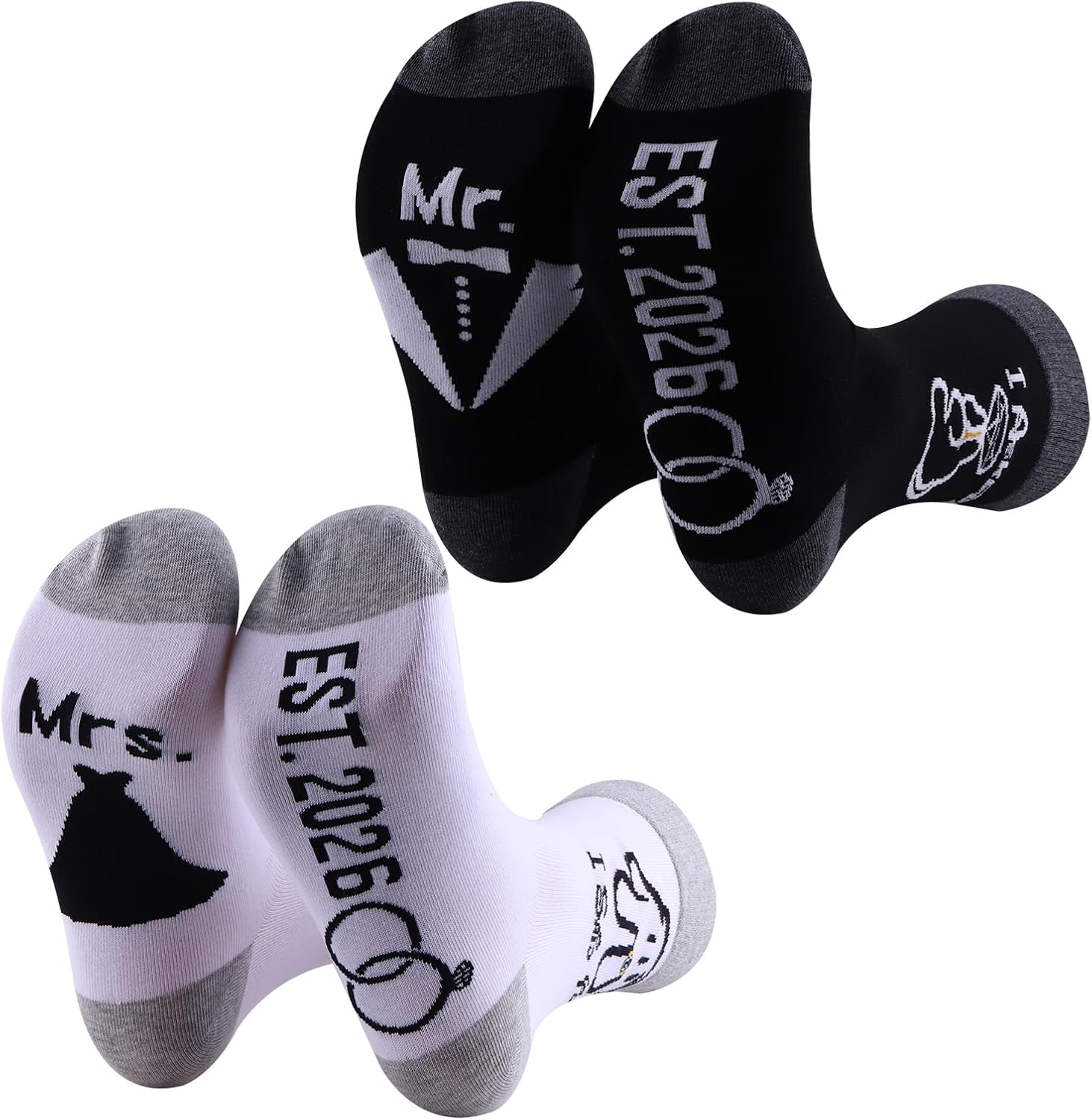 CMNIM Mr And Mrs Est 2026 Couples Socks Set Wedding Gift I Asked I Said Yes Future Mr and Mrs Gifts Newlyweds Engagement Gift