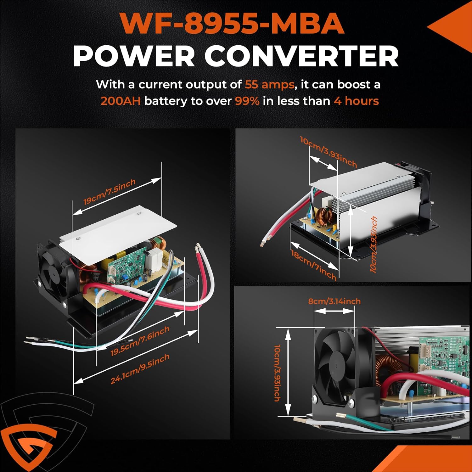 WF-8955-AD-MBA RV Power Converter Main Board Assembly 55 Amp for RV Trailer Camper WF-8955, WF-8900-AD, WF-8955-MBA, WF-8955PEC Series Converters, Fit for Parallax 7155, 7145 Power Center