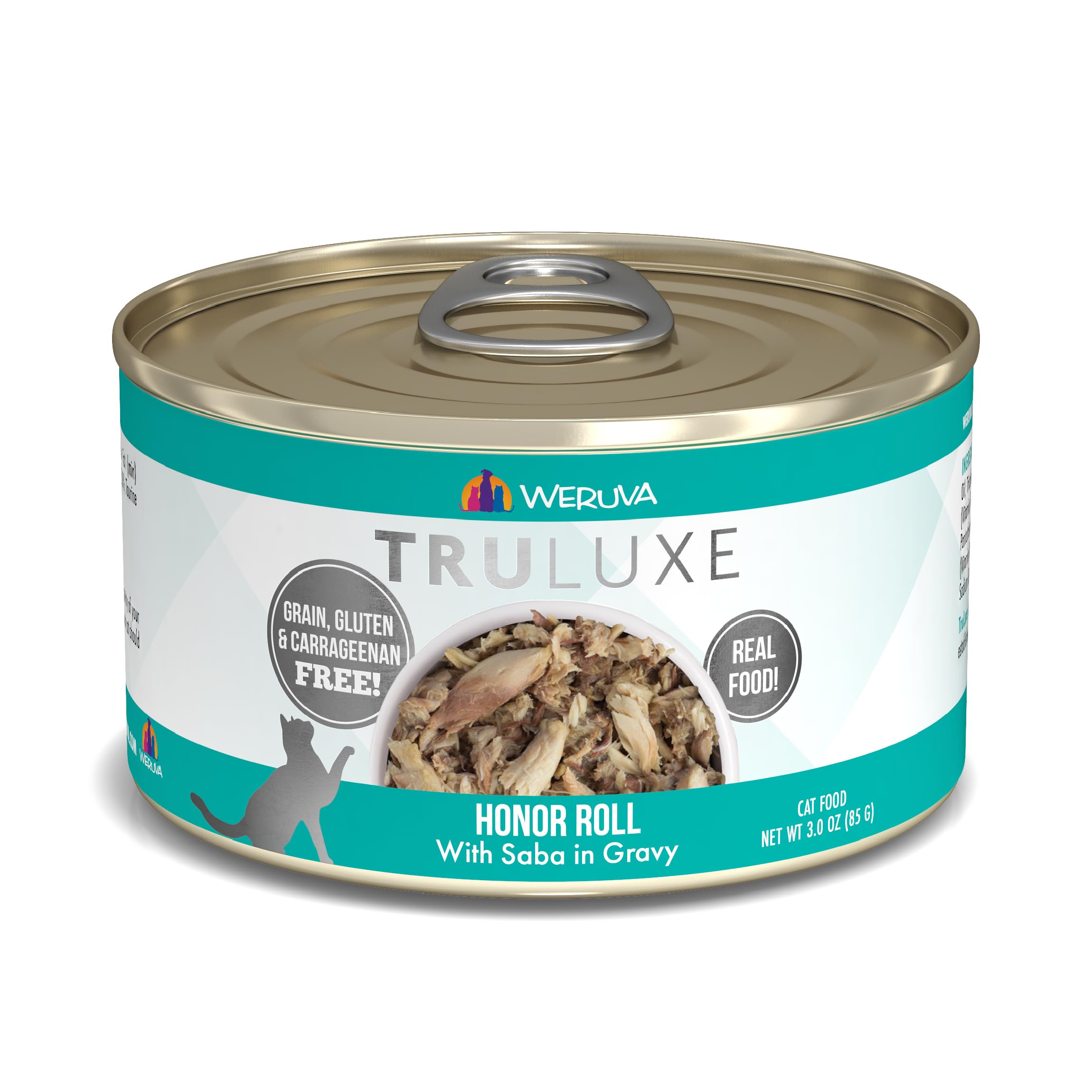 Weruva TruLuxe Cat Food, Honor Roll with Wild-Caught Saba in Gravy, 3oz Can (Pack of 24)