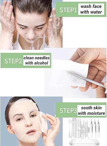 Miniatura 7 de BIVIZKU Kit de herramientas para eliminar puntos negros, kit de 5 piezas, kit profesional de eliminación de acné de acero inoxidable para nariz y