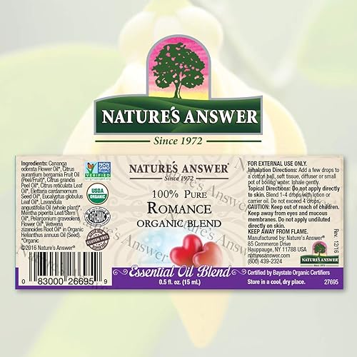 Miniatura 2 de Nature's Answer Mezcla de aceite esencial orgánico 100% puro, 0.5 onzas, romance
