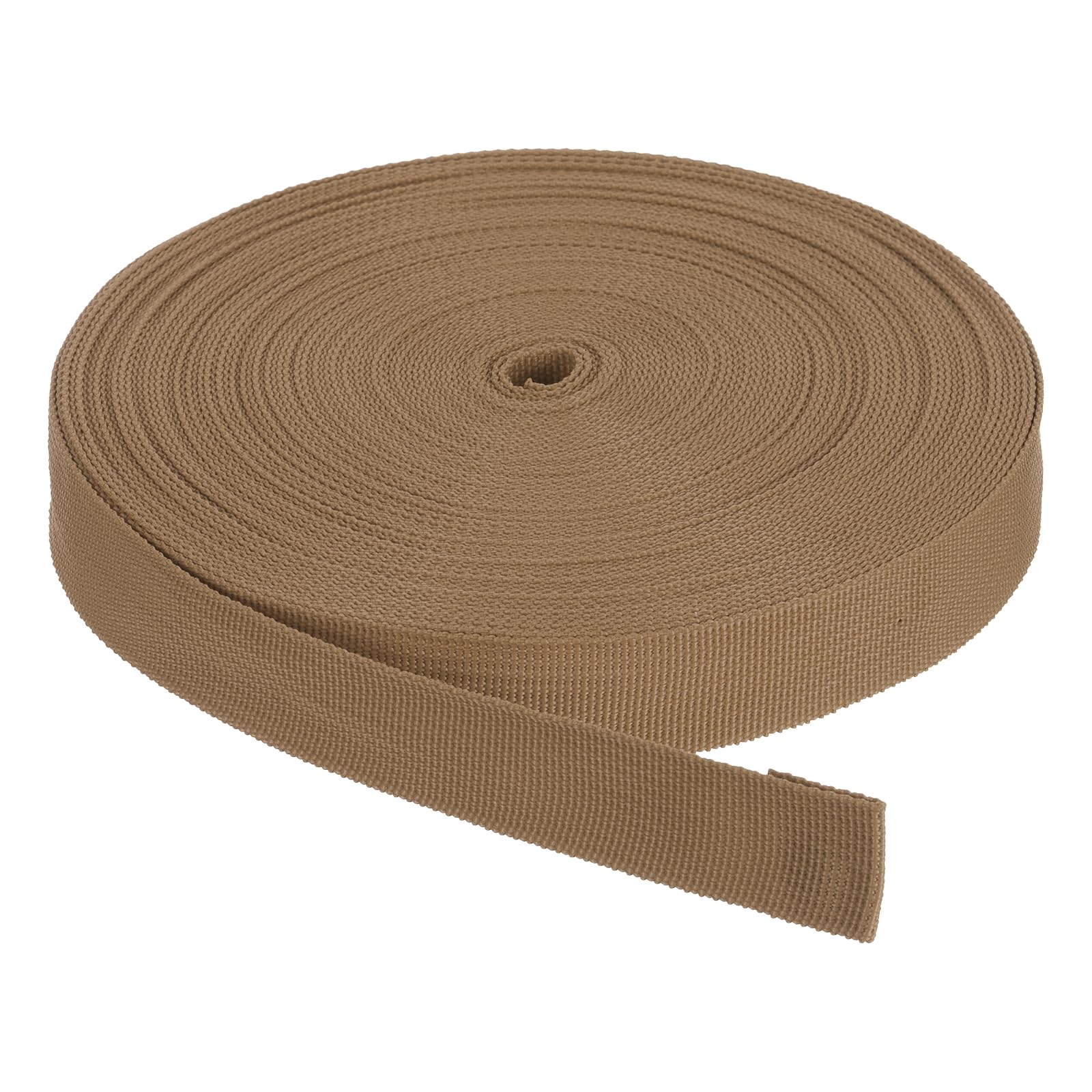 Correa de Cinta de Nylon 25 Yardas x 1 Pulgada (22.9 m x 2.5 cm) Polipropileno Ligera para Mochila Reparación Equipaje Correas de Carga, Café