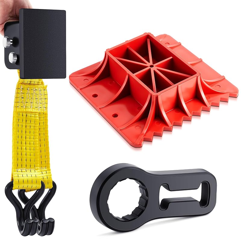 Kit de acessórios para macaco de alta elevação BBTO com base, suporte de cabo e levantador de pneu, capacidade de aproximadamente 2.270 kg, 3 peças