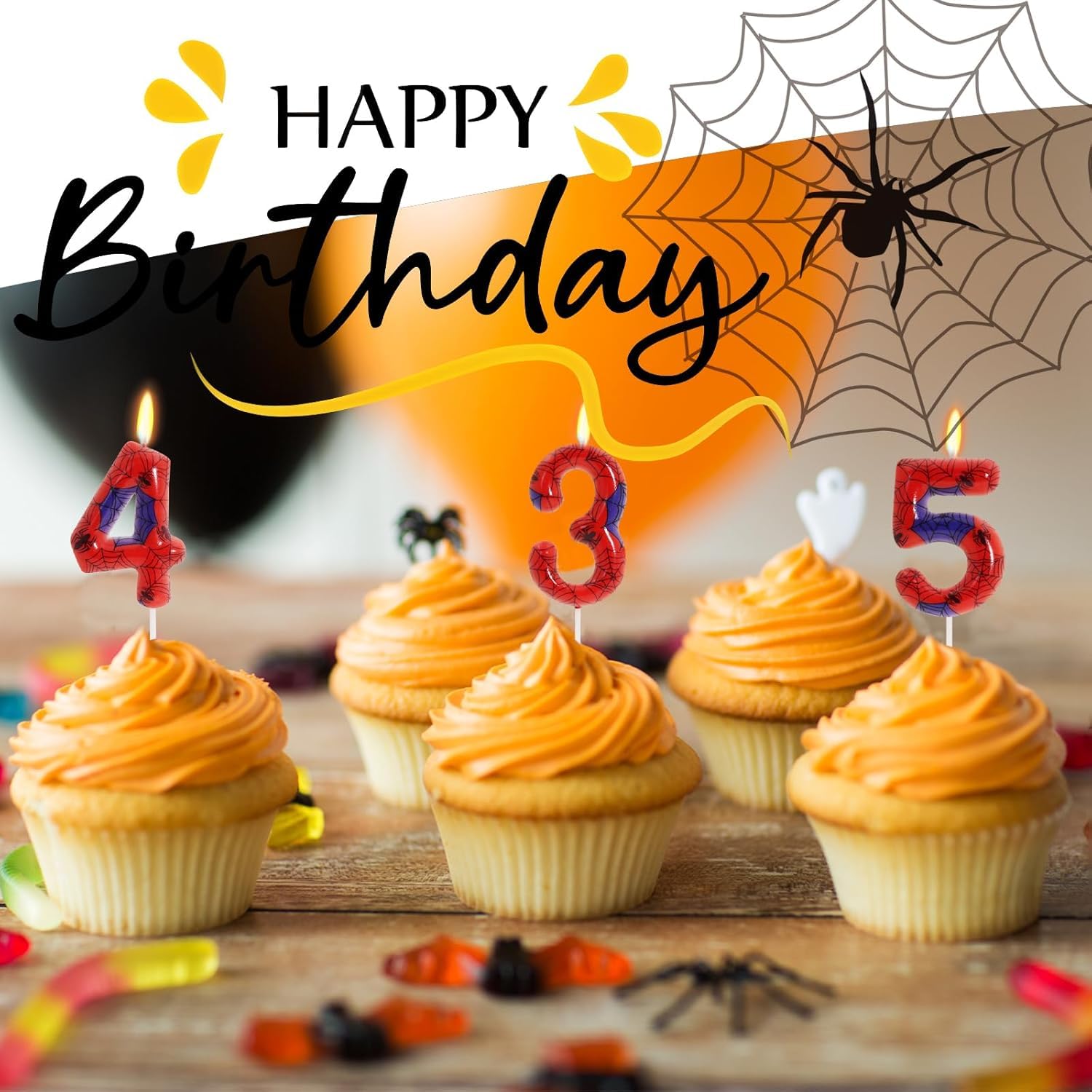 Candela Di Compleanno Numero 6 RONOZA Con Ragnatela – Tema Spidey Per Torta, Decorazioni Festa (7,5 Cm + 3 Ragnatele) - 5