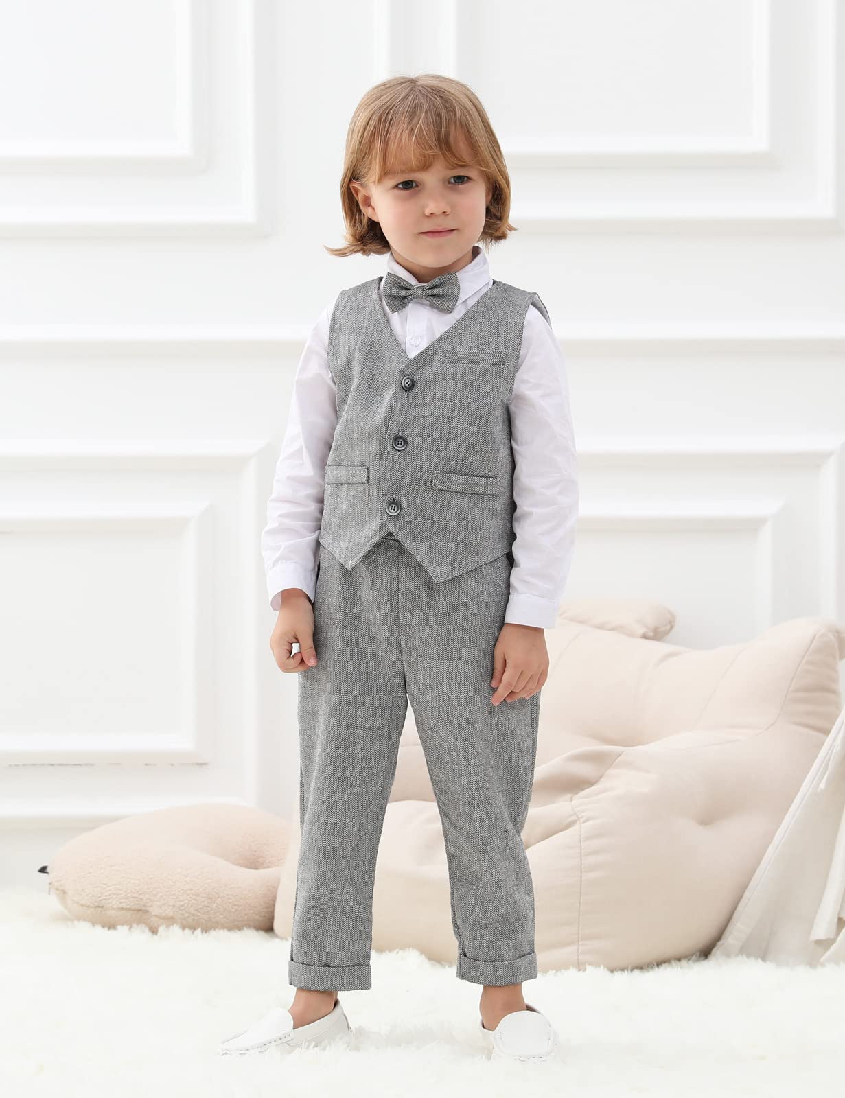 mintgreen Bébé Garçon Vêtements 3PCS Garçon Mariage Costume, Chemise + Pantalon + Bretelles + Gilet + Bowtie