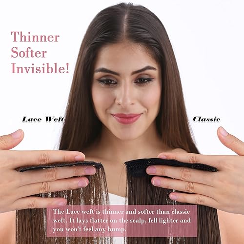 Miniatura 4 de REECHO Extensiones de cabello con pinzas, extensiones de cabello grueso y largo, extensiones de cabello sintético ligero para mujer (paquete de 5