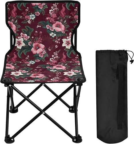 Miniatura 4 de Sillas de camping plegables al aire libre de flores rosas para adultos silla de camping portátil silla de césped ligera 202a6205