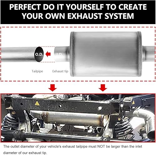 Vista 14 de Silenciador de escape universal, de rendimiento para carreras, recto, resonador con acero inoxidable para automóviles y camiones