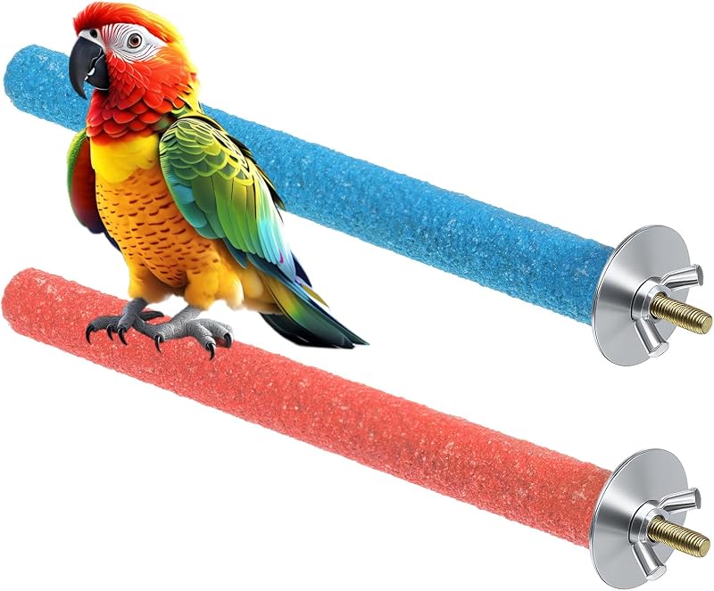 Bird Perches Stand for Cage, 2 Pcs Parrot Bird Cage Perch Toy Paw Grinding Stick Cages Wooden Grinding Claw Sticks Sanded Surface Cages Toy for Parakeets Finches Parakeet Toys Birdcage Accessories