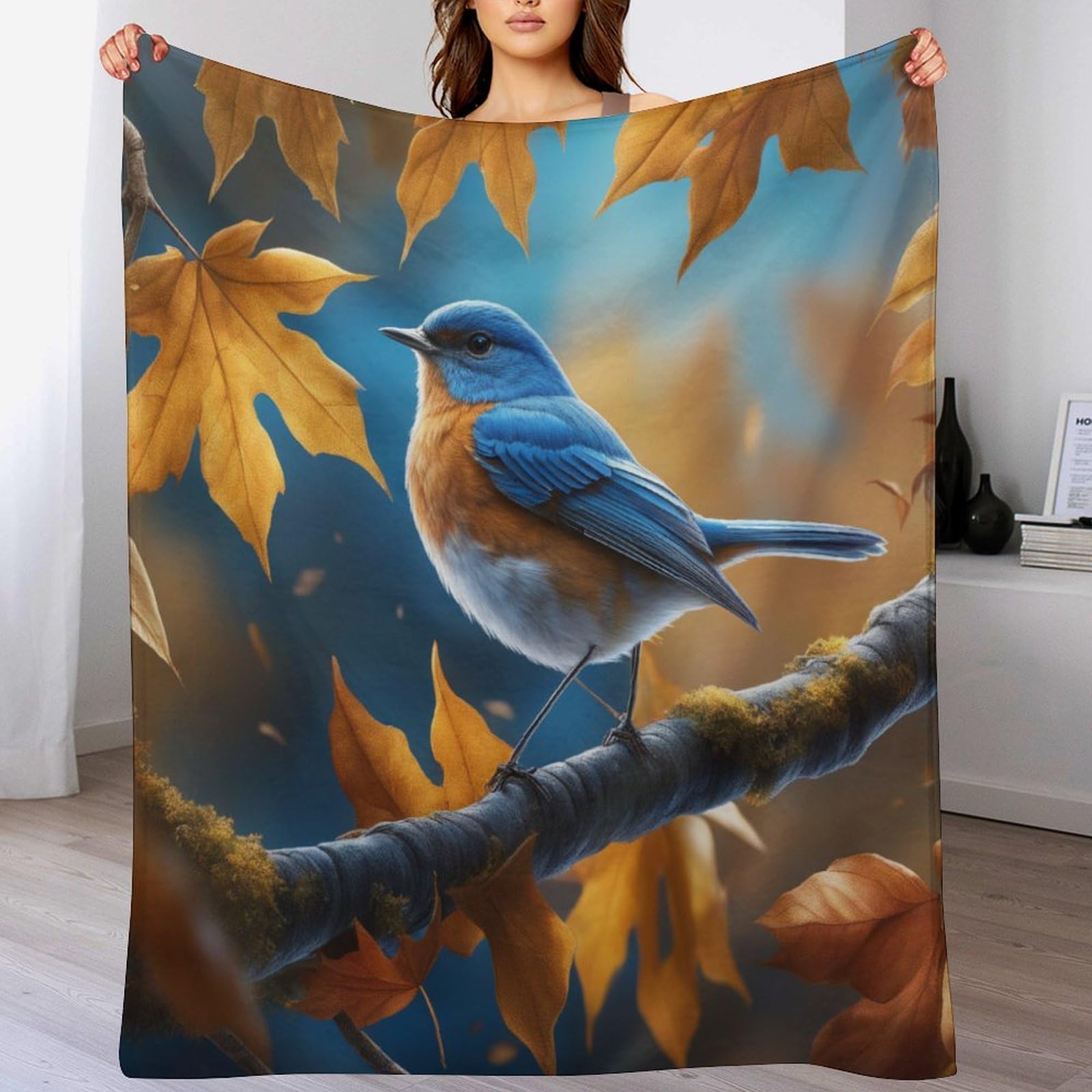 Couverture polaire oiseau mignon cadeau idéal plaid flannel