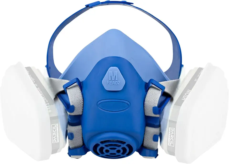 Parcil Safety UltraSeal Reusable Half-Face Respirator Mask | NIOSH-Approved | OV/P95 Protection, Standard Bayonet Cartridges