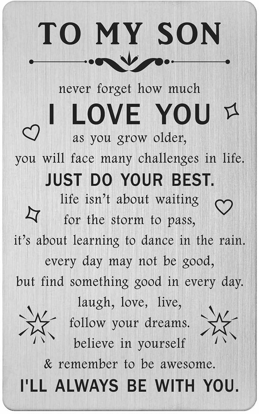 Inspirational Son Gifts, Son Wallet Card from Mom Dad, Son Graduation Cards, Christmas Gifts : Clothing, Shoes & Jewelry