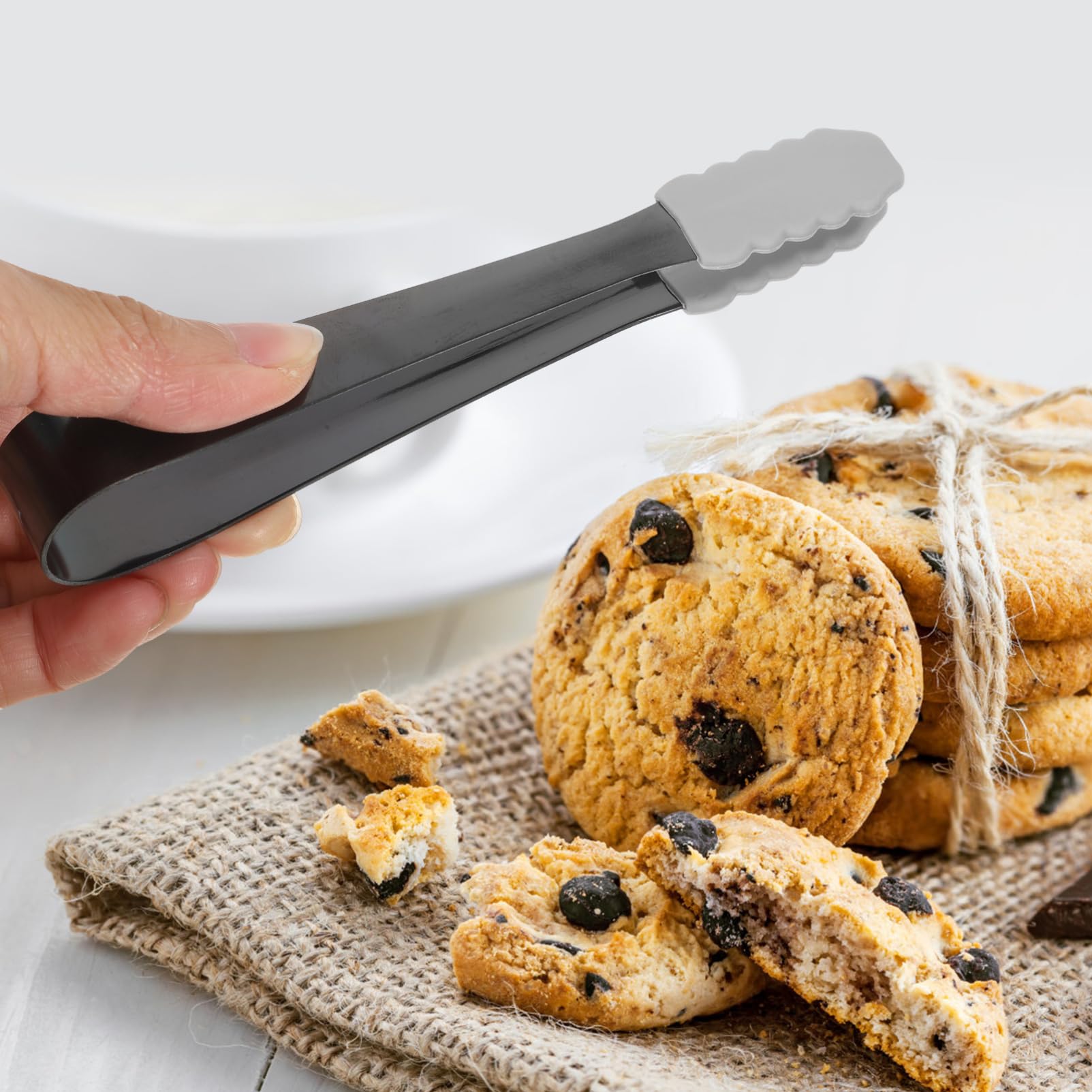 Cabilock 4pcs Multifunctional Tongs Non Slip Silicone Grip Stainless Steel Ice Cube Food Serving Tool for Kitchen Camping Use