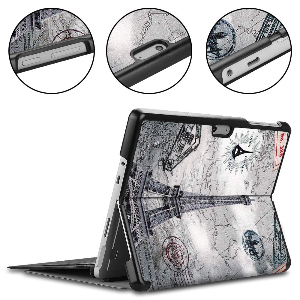 SATURCASE Custodia In Pelle PU Per Microsoft Surface Go 1 2 3 4 - Flip Folio Con Supporto, Ultra Sottile E Leggera, Fessura Per Penna (Tastiera Non Inclusa, KN-5) - 5