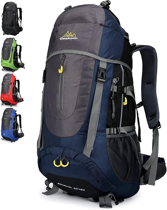 Rucsac de trekking Doshwin 70L pentru bărbați și femei, capacitate mare pentru camping și călătorii, albastru închis