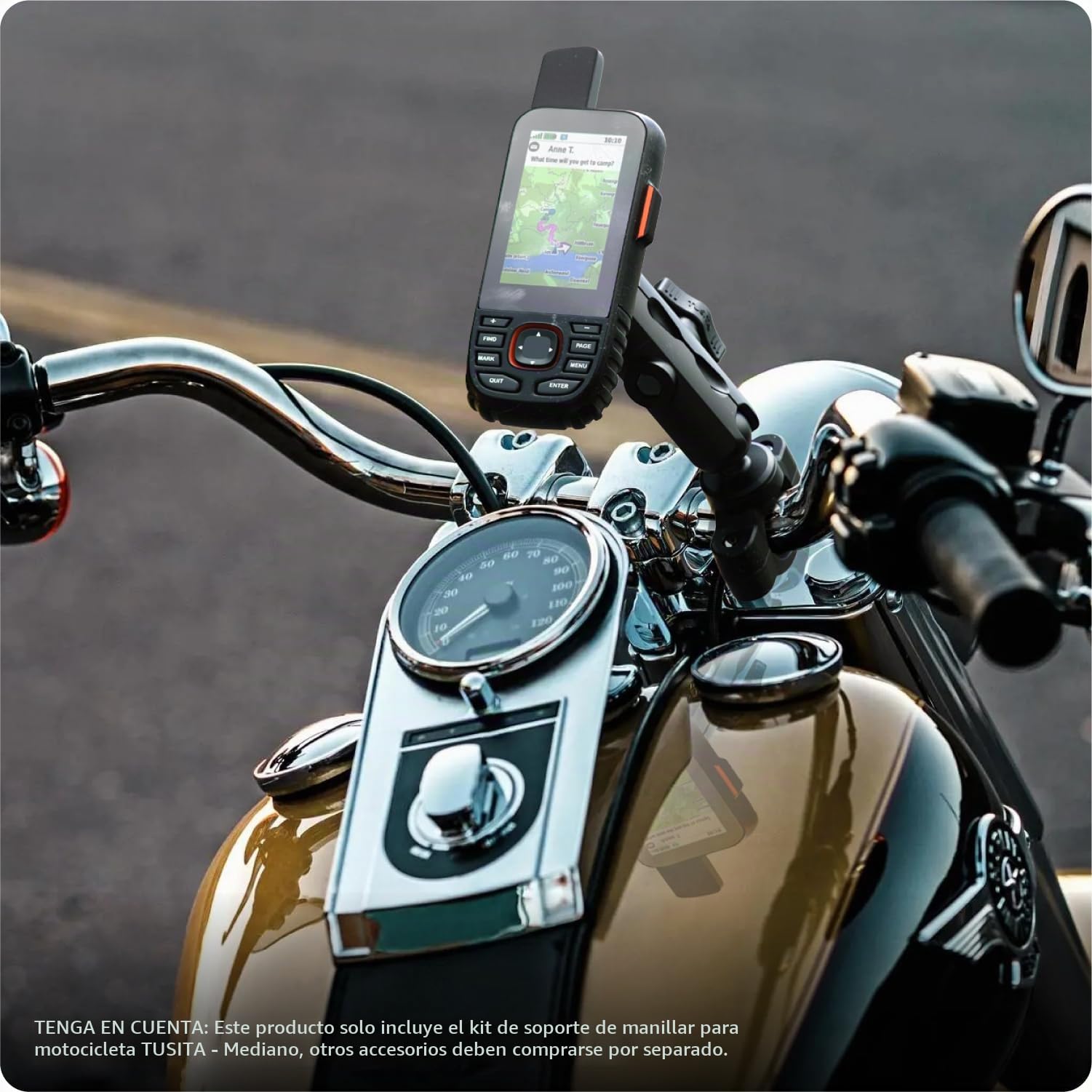 TUSITA Moto GPS Soporte - Soporte Compatible con Garmin Portátil GPS - Brazo de Doble Enchufe Mediano, Base de Manillar