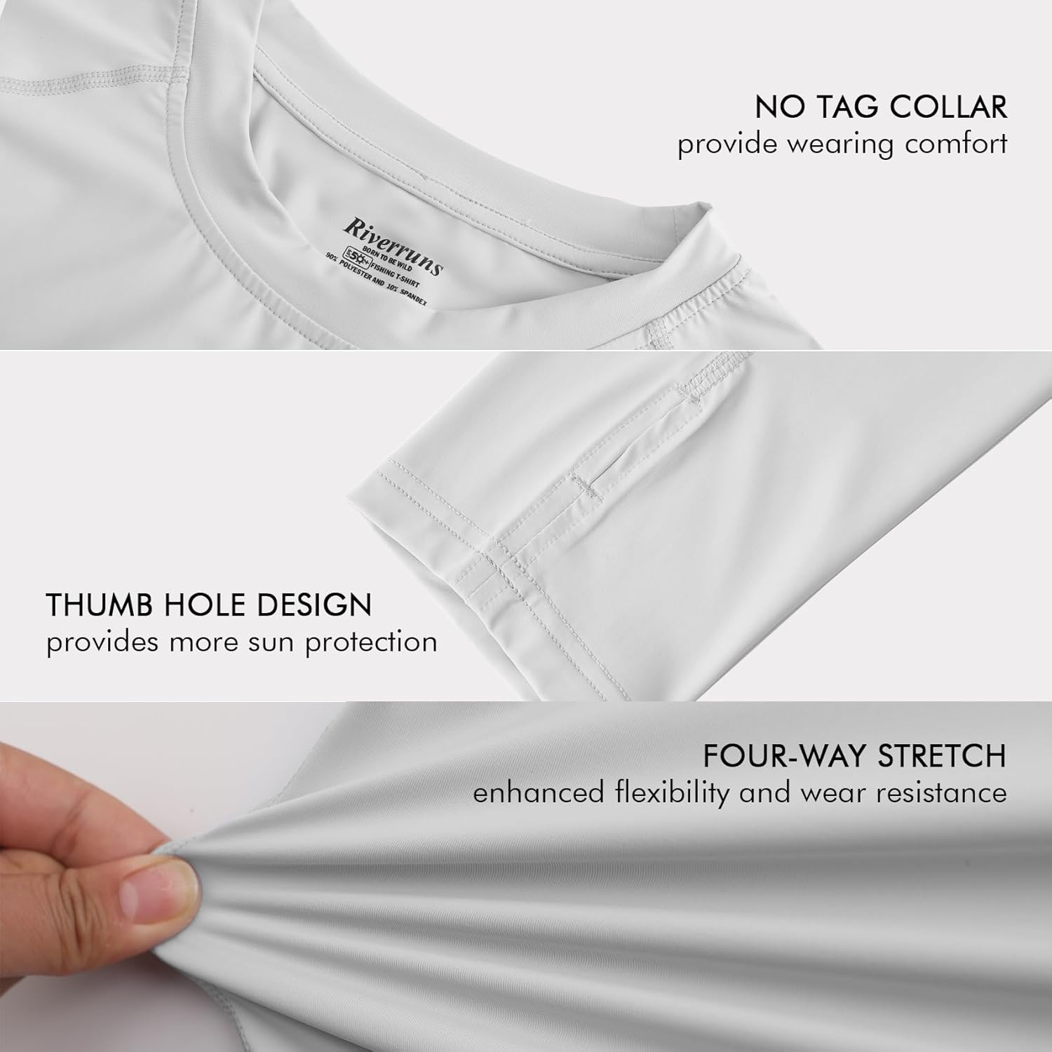 Riverruns UPF 50+ Men's Long Sleeve Cooling Quick Dry Shirt Sun Breathable Shirt Thumbhole Shirts Rash Guard for Fishing Swim - Image 5