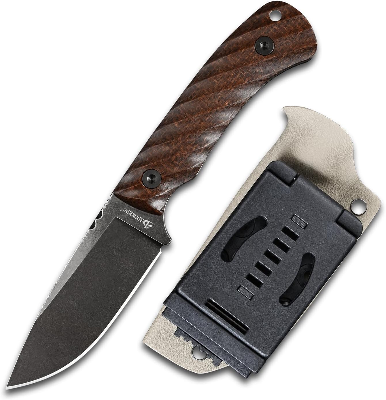 Knives DC53 Steel Tactical Hunting Fixed Blade Knife Micarta Handle with kydex sheath for Men EDC Outdoor Camping Survival (Black/Non slip Micarta)