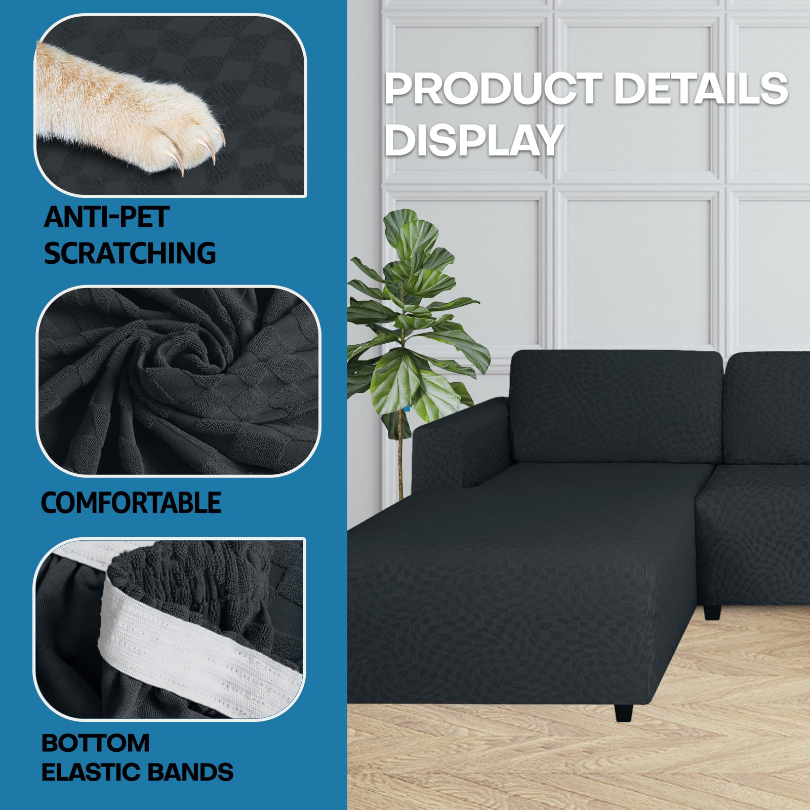Ystyle Funda Sofa Chaise Longue Ajustables, Cubre Sofa Chaise Longue Izquierdo Derecho, 2 Piezas Protector Sofa Elasticas ChaiseLongue, Funda Sofa L (1 Plaza+2 Plazas, Gris Oscuro)