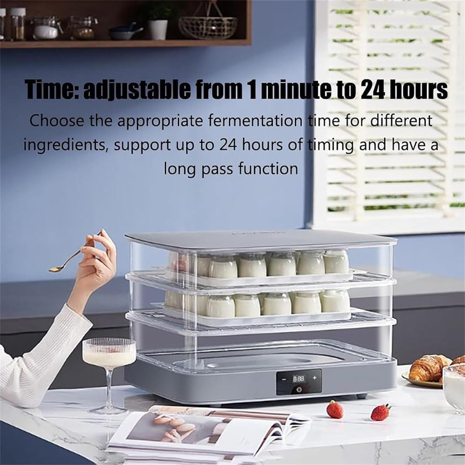 40L Electric Dough Proofer Machine,Dough Proofing Box,Bread Maker,Adjustable Temperature +Timing,Automatic Humidity Control,for Home Use