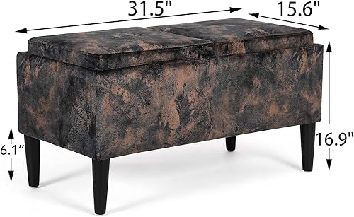 Miniatura 26 de Homebeez Banco otomano de almacenamiento de terciopelo copetudo, reposapiés con ribete de cabeza de clavo (azul) Azul,verde (ink green),Beige