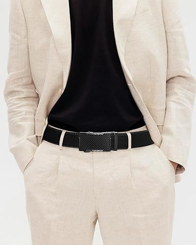 Miniatura 2 de BOSTANTEN Cinturón para hombre, cinturones de trinquete para hombre, vestido de cuero casual con hebilla ajustable, corte para ajuste