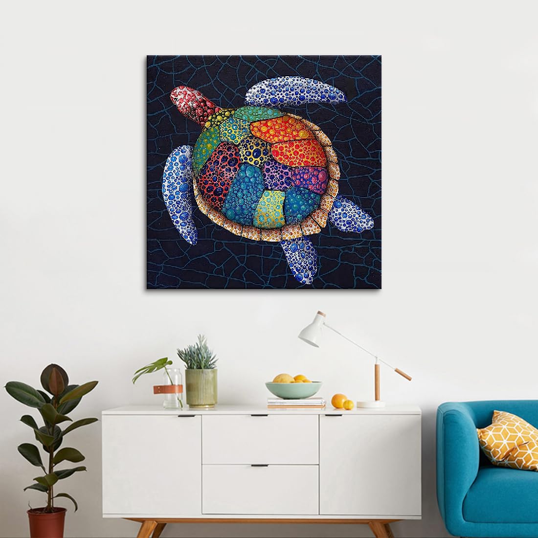 Amazon.co.jp: アートパネル 動物 油絵 海亀 絵画 油彩画 北欧 モダン
