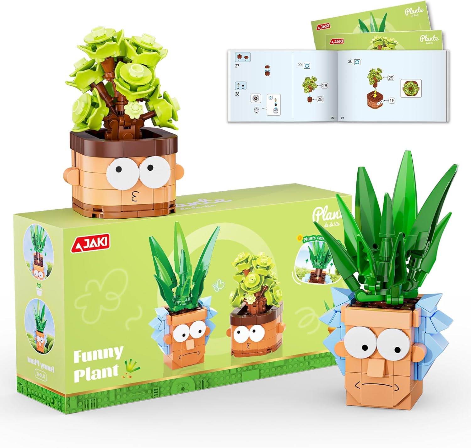 JAKI Botanicals Warrior Brave Plants Building Toy Set - Medieval Knight Vintage Planter Design Interchangeable Pot DIY Succulent Desk Decor Birthday Gift Play & Display for Kids, Girls and Boys 12+