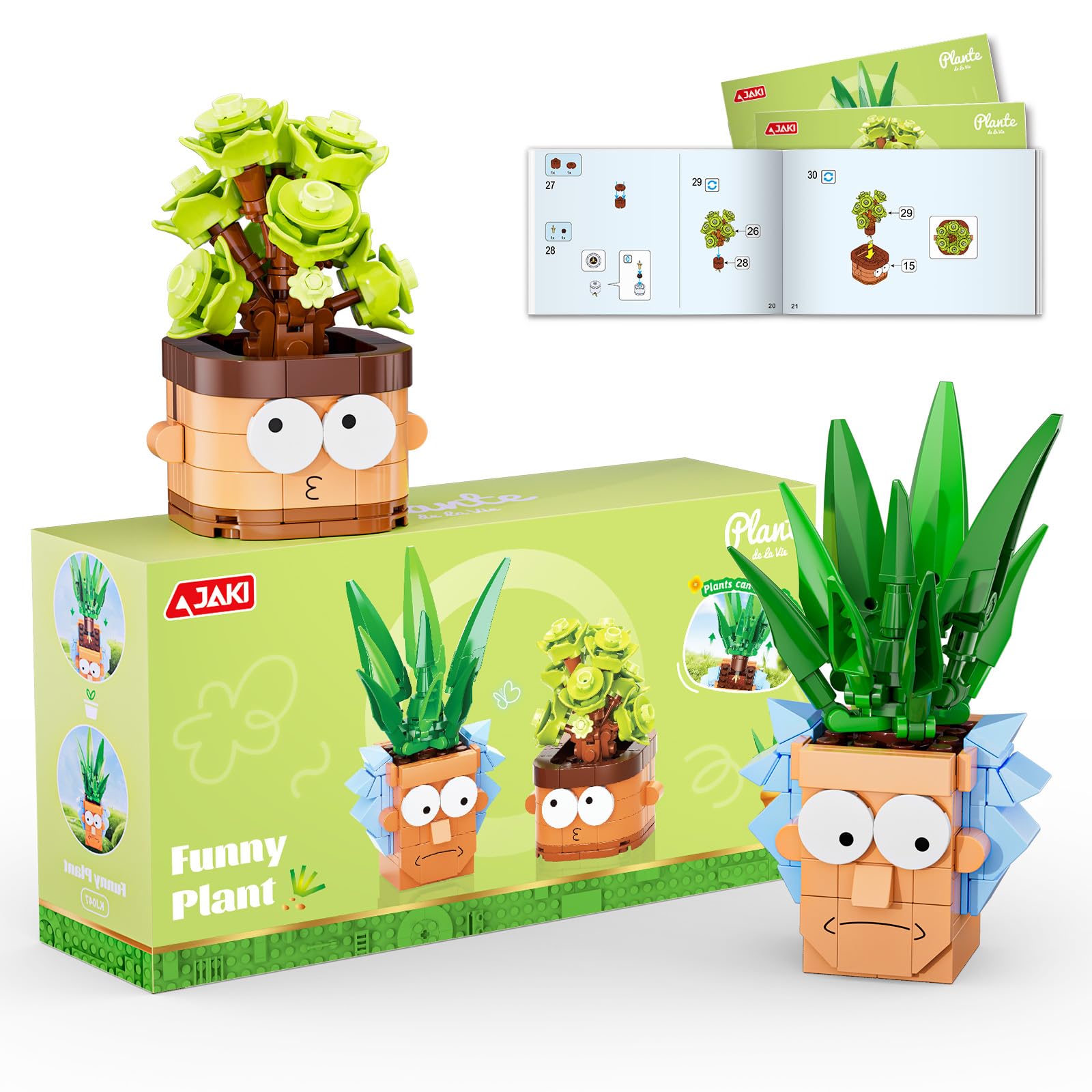 Amazon.com: JAKI Botanicals Funny Cartoon Plants Building Toy Set