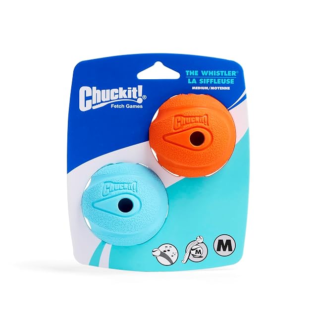 Foto 3 de 5 de Chuckit! 20220 The Whistler Ball, 2 Pelotas para Perros Compatible con el Lanzador, 6 cm - Pack of 1