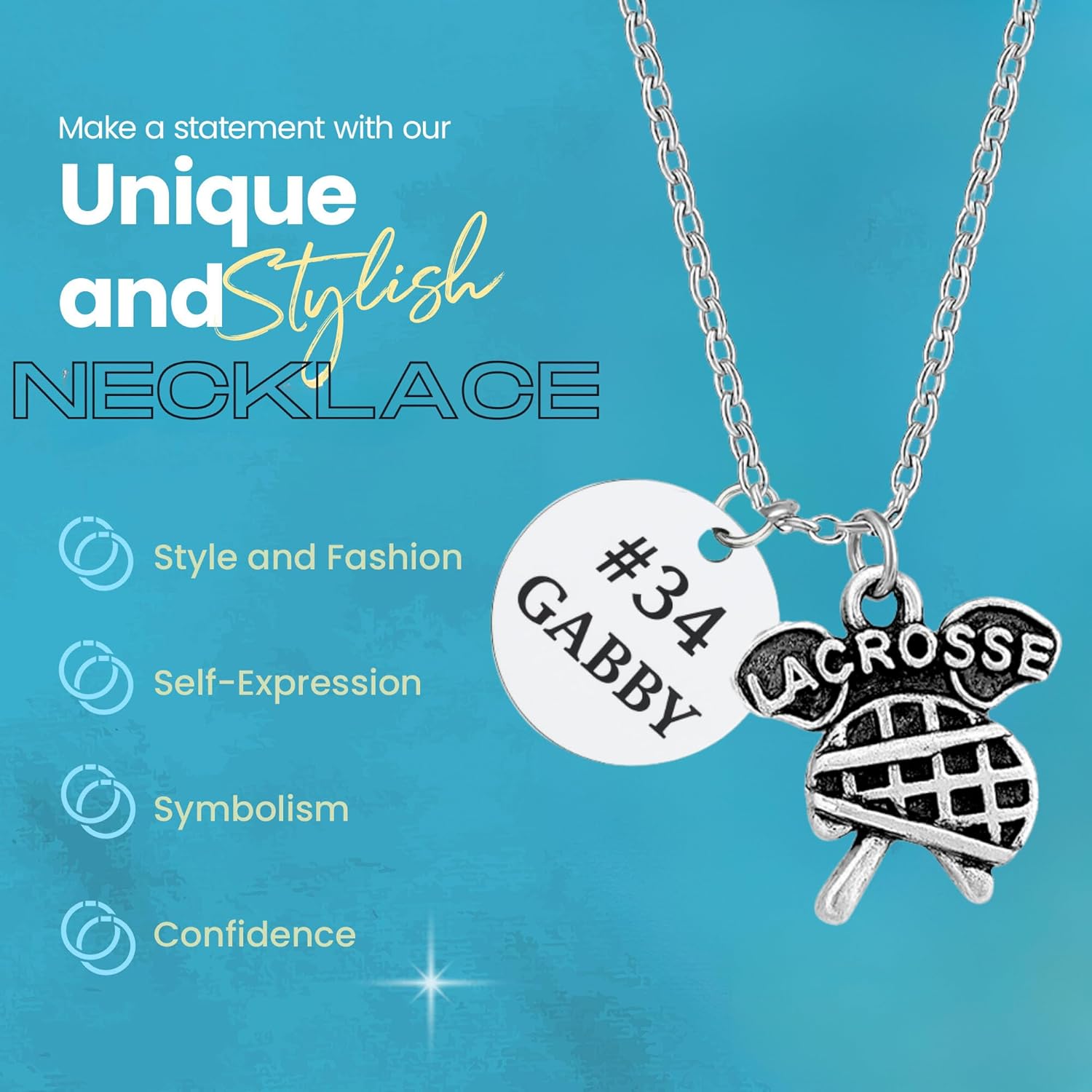 Personalized Stick Charm Necklace with Engraved Round Pendant – Custom Lacrosse Jewelry with Adjustable Chain – Gift for Players, Coaches, Teams, End of Season, Birthday, Christmas, or Just Because - Image 4