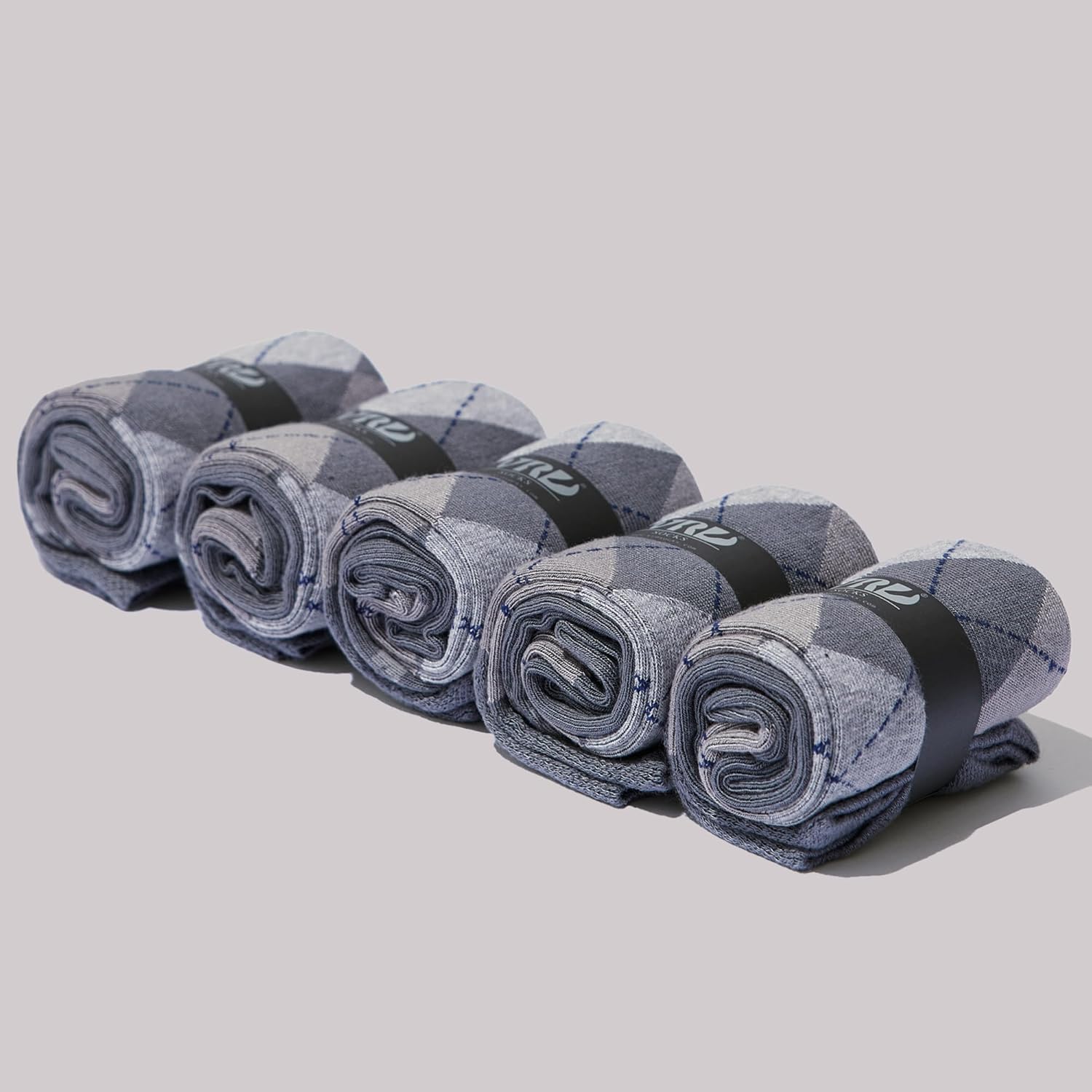 VRD Mens Dress Socks, Bamboo Rayon 5-Pack, Grey Crew Length Mid-Calf Socks for Men Shoe Size 8-13 - Image 4