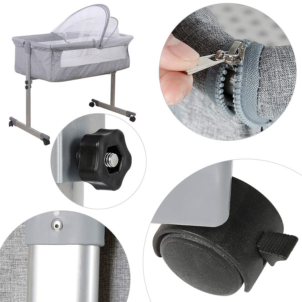 Cuna cododo con colchón y mosquitera, 2 en 1, Cama Co-sleeping para Recién Nacido y Bebé de 1 a 36 meses (96 x 57 x 77 cm)