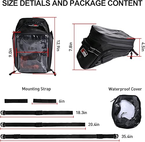 Miniatura 2 de Sresk Bolsa universal para motocicleta accesorios de deportes de potencia la mayoría de motocicletas para Yamaha para Kawasaki para Harley y más