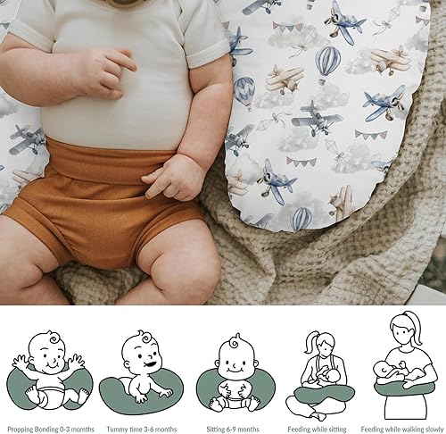 Miniatura 6 de Fundas de almohada de enfermería para niños y niñas, avión, avión, nubes, cielo, para lactancia materna, fundas elásticas suaves para bebés recién